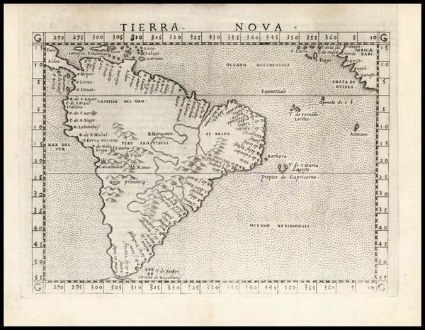 57-South America Map By Girolamo Ruscelli