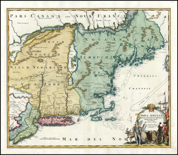 68-New England and Mid-Atlantic Map By Johann Baptist Homann