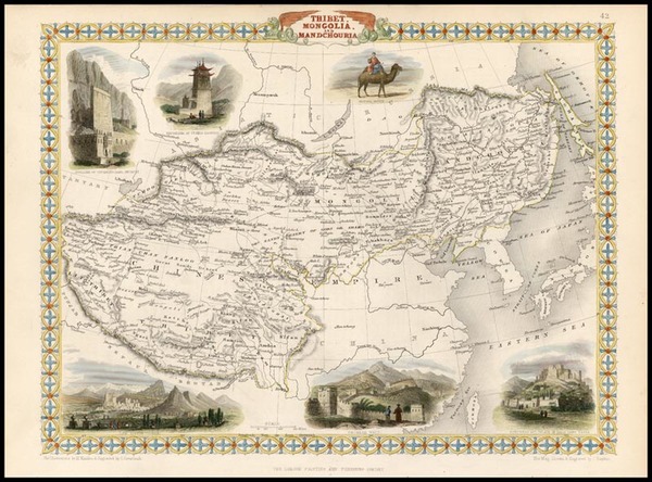 100-Asia, China, India, Central Asia & Caucasus and Russia in Asia Map By John Tallis