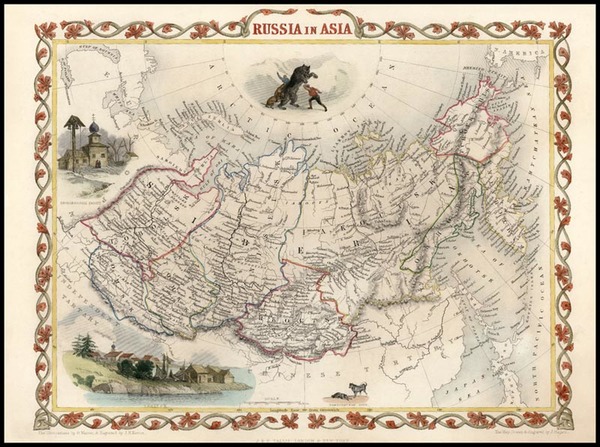 38-World, Polar Maps, Asia, Central Asia & Caucasus and Russia in Asia Map By John Tallis