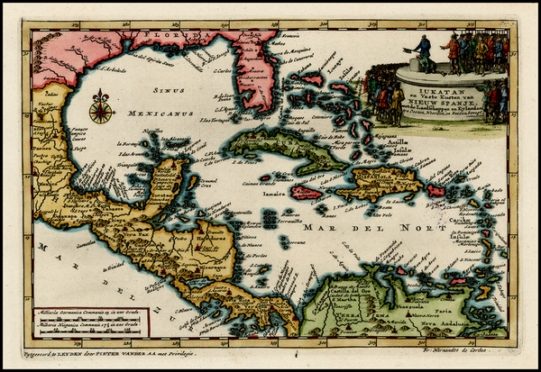 44-South, Southeast, Caribbean and Central America Map By Pieter van der Aa