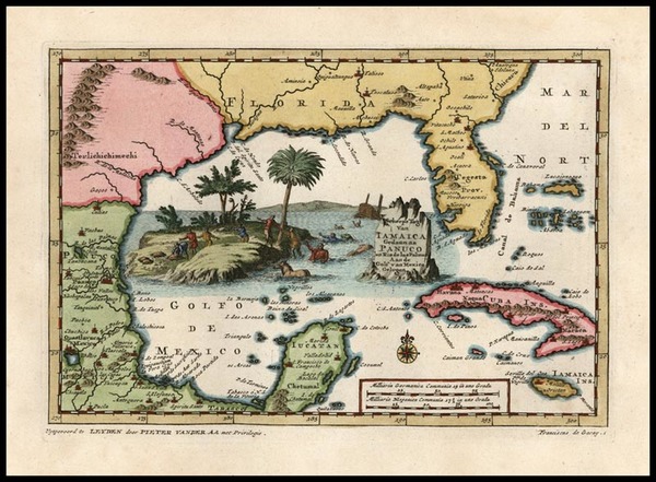 31-South, Southeast, Texas and Caribbean Map By Pieter van der Aa