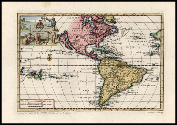 80-South America and America Map By Pieter van der Aa