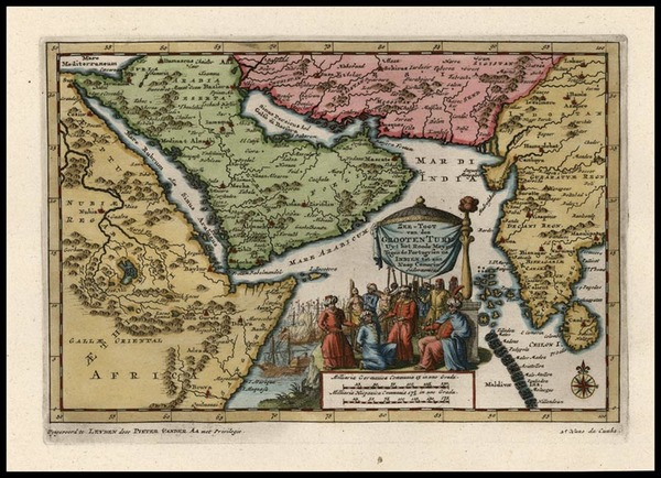 84-Asia, India, Middle East, Africa and East Africa Map By Pieter van der Aa