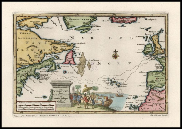 87-Atlantic Ocean, New England and Mid-Atlantic Map By Pieter van der Aa