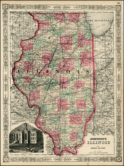 61-Midwest Map By Benjamin P Ward  &  Alvin Jewett Johnson