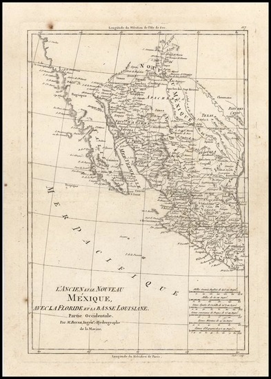 52-Texas, Southwest, Mexico and Baja California Map By Rigobert Bonne