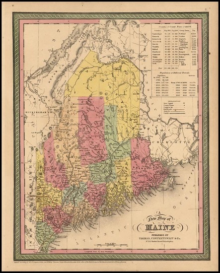 46-New England Map By Thomas, Cowperthwait & Co.