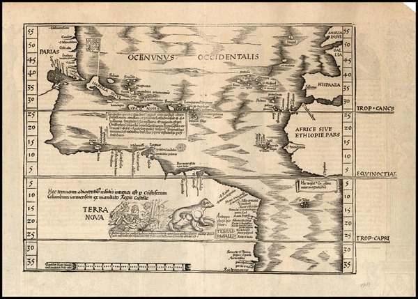 64-World, Atlantic Ocean, Southeast, North America, South America and America Map By Lorenz Fries