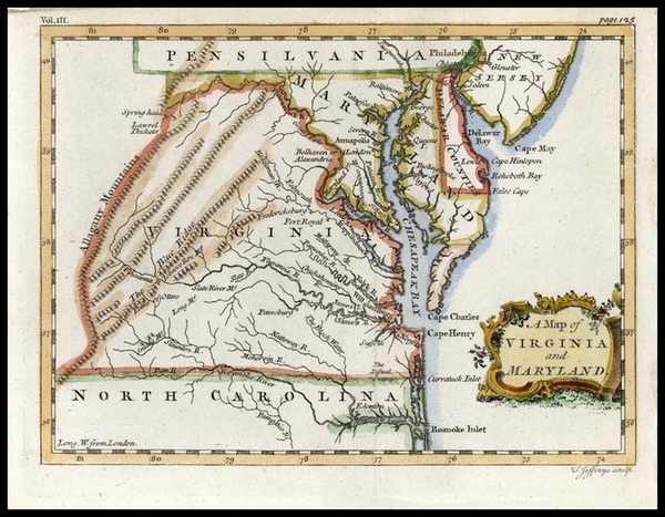 34-Mid-Atlantic and Southeast Map By Thomas Jefferys