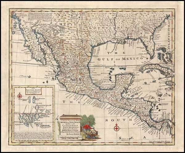 71-Texas, Plains, Southwest and California Map By Emanuel Bowen