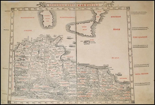 100-Europe, Mediterranean, Africa, North Africa and Balearic Islands Map By Bernardus Sylvanus