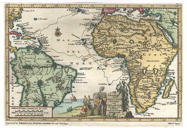 88-South America, Africa and Africa Map By Pieter van der Aa