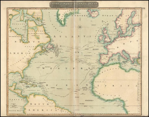 65-World, Atlantic Ocean, North America and Caribbean Map By John Thomson