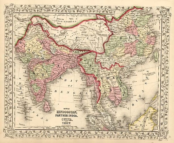 57-Asia, China, India, Southeast Asia and Central Asia & Caucasus Map By Samuel Augustus Mitch