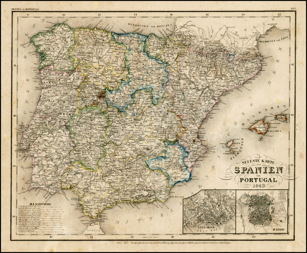 50-Europe, Spain and Portugal Map By Joseph Meyer