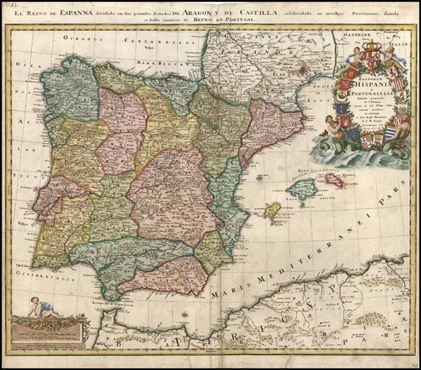 80-Europe, Spain and Portugal Map By Johann Baptist Homann