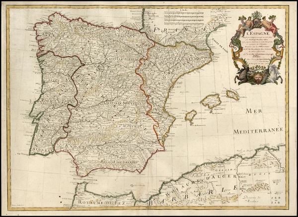 99-Europe, Spain and Portugal Map By Guillaume De L'Isle