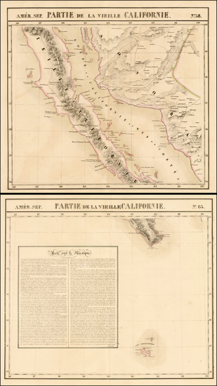 59-Mexico, Baja California and California Map By Philippe Marie Vandermaelen
