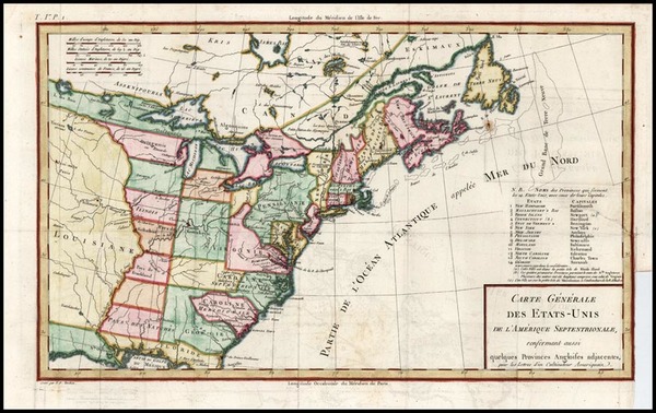82-United States Map By Pierre Antoine Tardieu