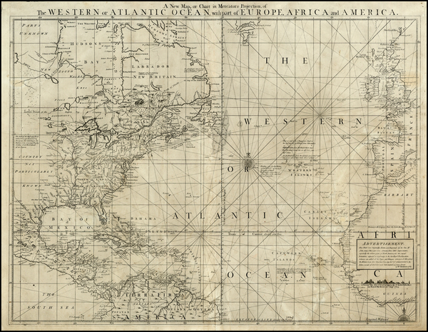 91-Atlantic Ocean, United States, North America and Caribbean Map By William Herbert