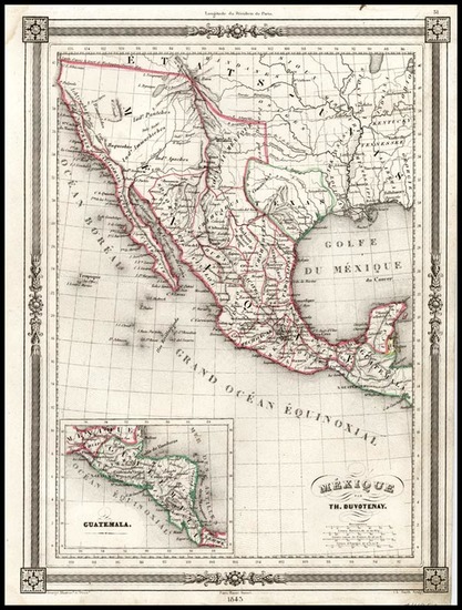 44-Texas, Southwest, Mexico and California Map By Thunot Duvotenay