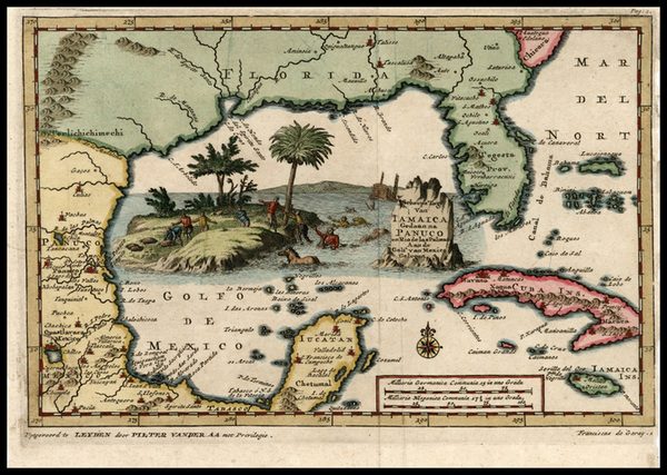 100-South, Southeast, Texas and Caribbean Map By Pieter van der Aa