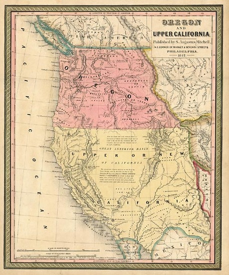 77-Southwest, Rocky Mountains and California Map By Samuel Augustus Mitchell