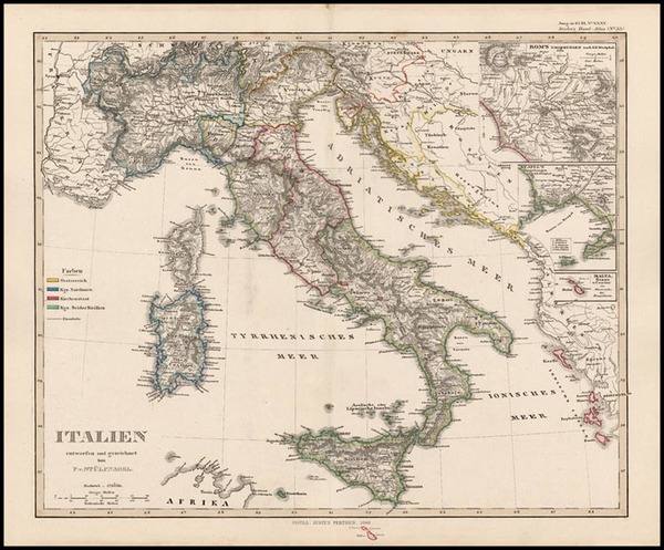 93-Europe and Italy Map By Adolf Stieler