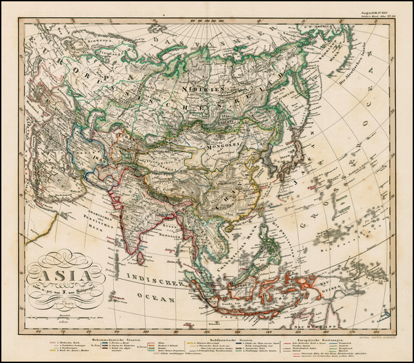 94-Asia and Asia Map By Adolf Stieler