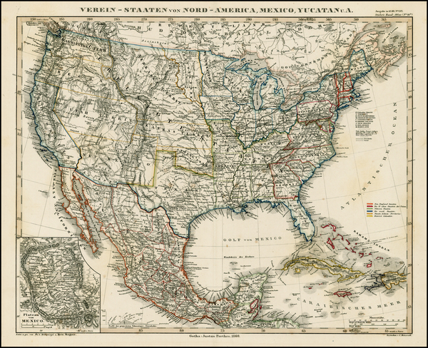 75-United States and Mexico Map By Adolf Stieler