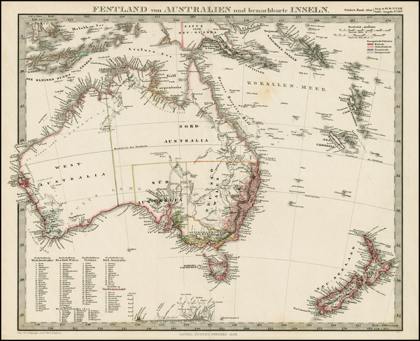 54-Australia & Oceania and Australia Map By Adolf Stieler