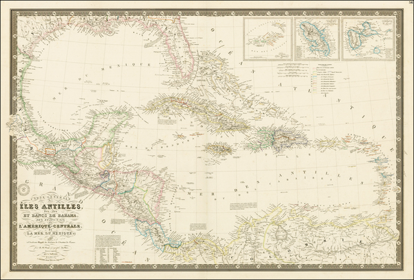 70-Southeast, Texas, Caribbean and Central America Map By Adrien-Hubert Brué / Alexandre Vu