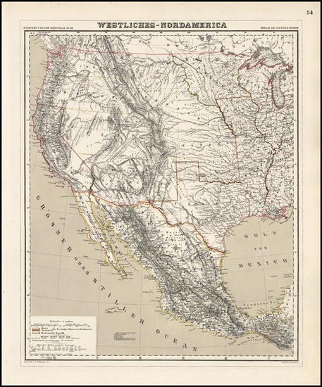 0-Plains, Southwest and Rocky Mountains Map By Heinrich Kiepert