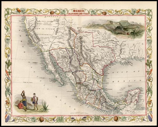 38-Texas, Southwest, Rocky Mountains and California Map By John Tallis