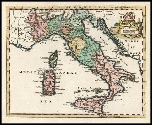 38-Europe and Italy Map By Thomas Jefferys