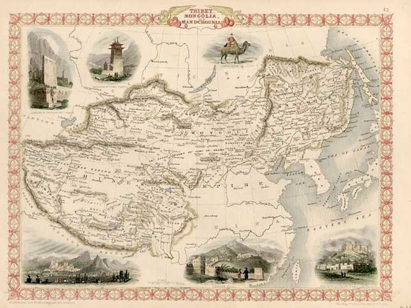 91-Asia, China, India, Central Asia & Caucasus and Russia in Asia Map By John Tallis