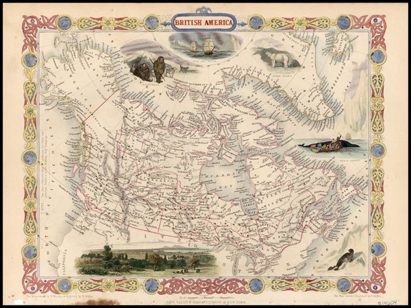 85-World, Polar Maps, Alaska, South America, America and Canada Map By John Tallis