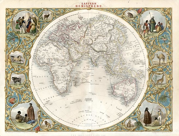 50-World, World and Eastern Hemisphere Map By John Tallis