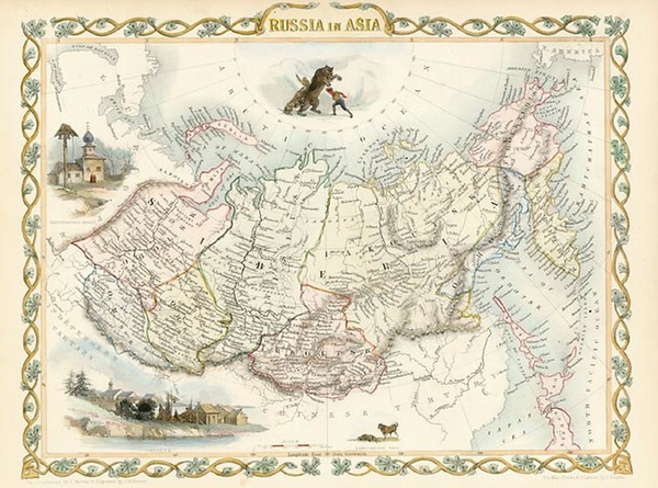 5-World, Polar Maps, Asia, Central Asia & Caucasus and Russia in Asia Map By John Tallis