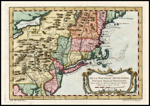74-New England and Mid-Atlantic Map By Jacques Nicolas Bellin