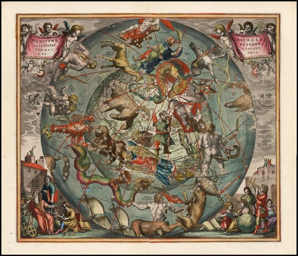 100-World, Celestial Maps and Curiosities Map By Andreas Cellarius