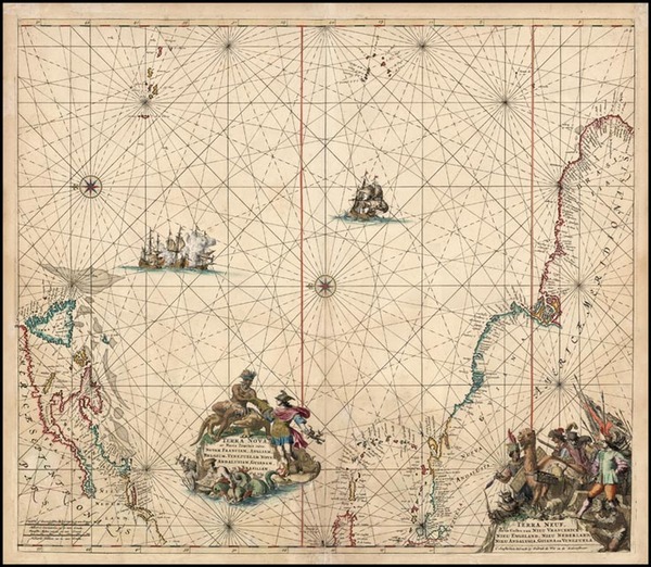 57-World, Atlantic Ocean, Caribbean, Brazil and Canada Map By Frederick De Wit