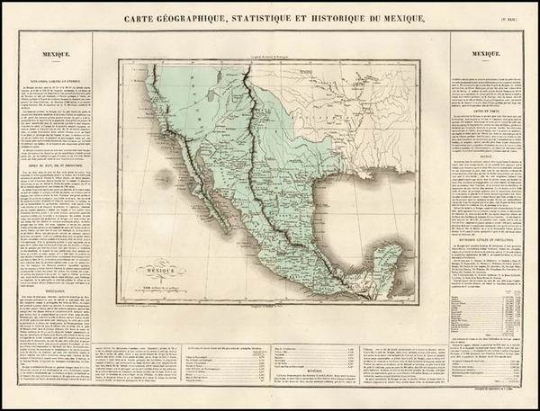 62-Texas, Southwest, Rocky Mountains and California Map By Jean Alexandre Buchon