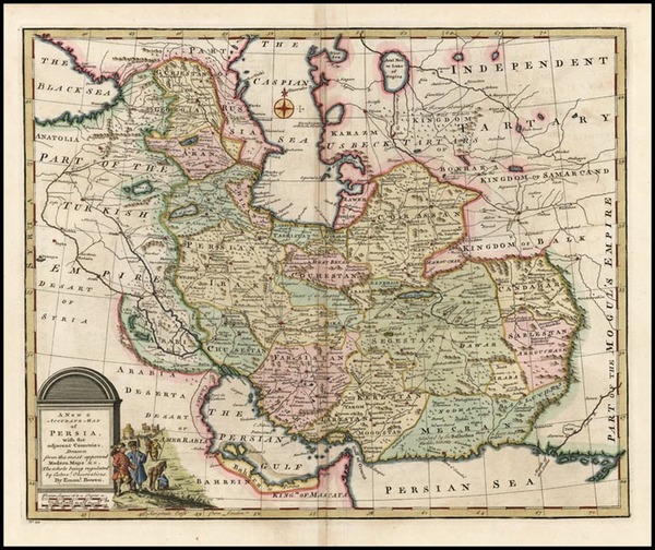 22-Europe, Asia, Central Asia & Caucasus and Middle East Map By Emanuel Bowen