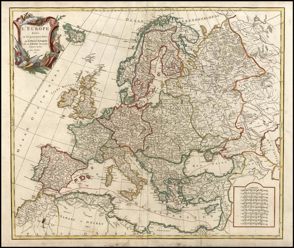 3-Europe and Europe Map By Didier Robert de Vaugondy