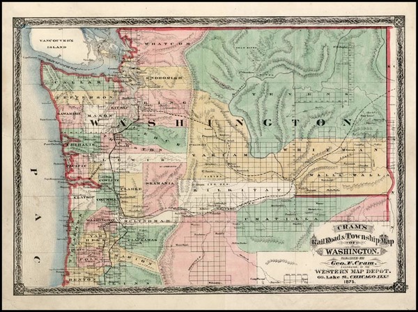 80-Washington Map By George F. Cram