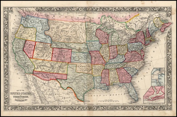 100-United States Map By Samuel Augustus Mitchell Jr.