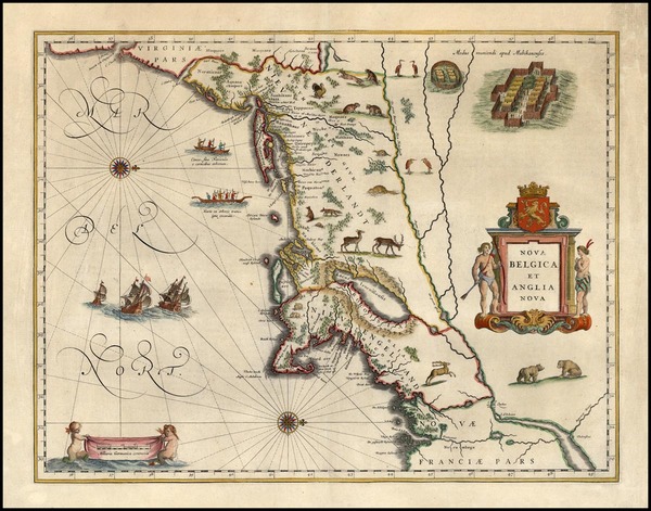 12-New England and Mid-Atlantic Map By Willem Janszoon Blaeu