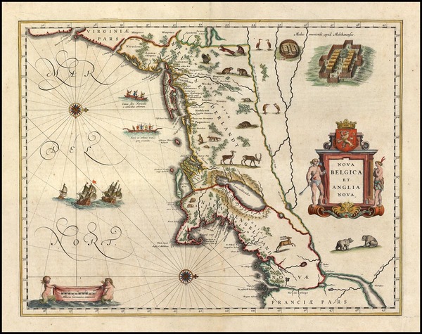 86-New England and Mid-Atlantic Map By Willem Janszoon Blaeu